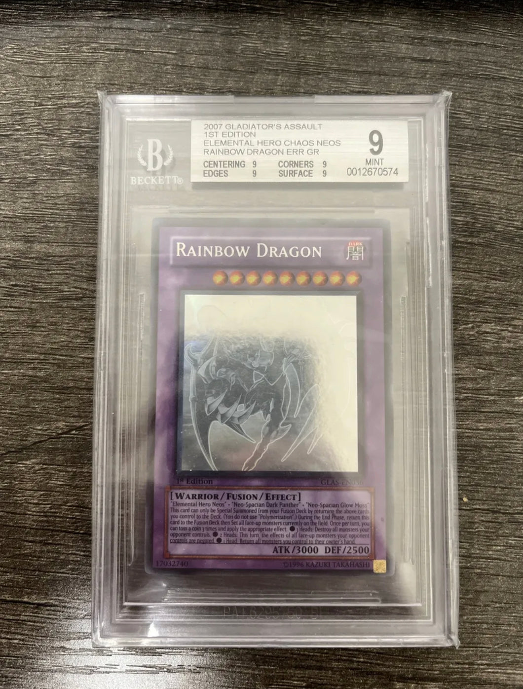 Yugioh Rainbow dragon chaos neos misprint beckett 9